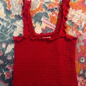Hollister Red Ruffled Tank Top